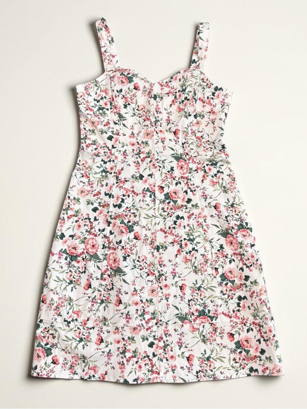 Enfocus Studio Floral Fit & Flare Dress Womens 8 White Pink Sleeveless
